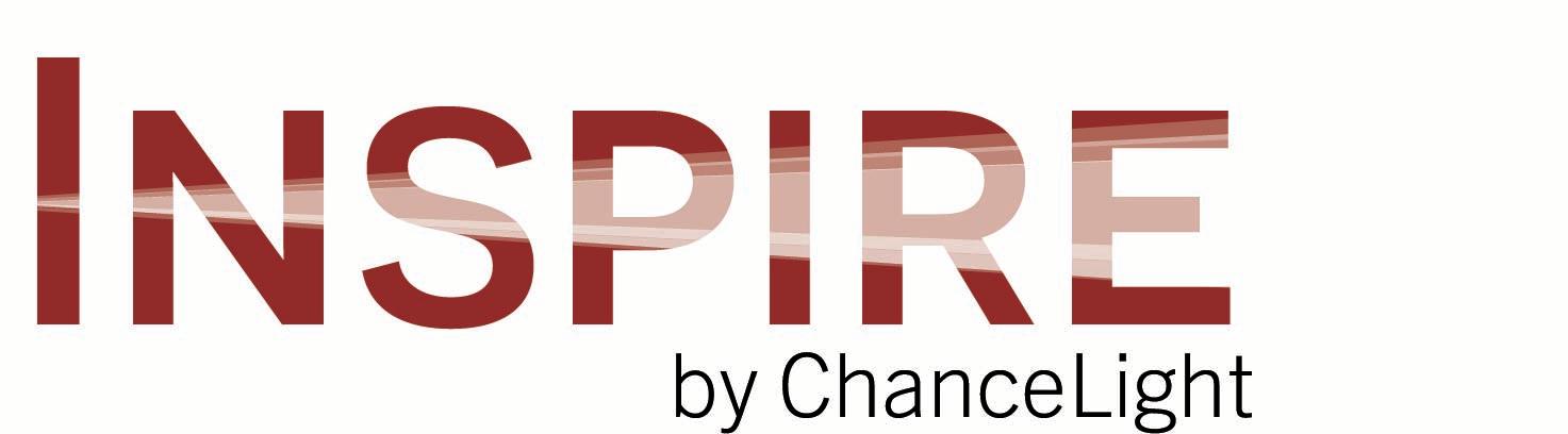 Inspire logo in red, tagline: by ChanceLight
